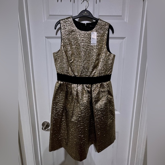 NWT Brooks Brothers Empire Party Dress in Gold size 12 - Picture 3 of 15